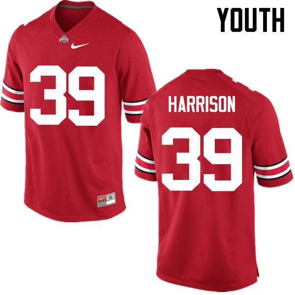Ohio State Buckeyes #39 Malik Harrison Youth Stitched Jersey Red OSU16540